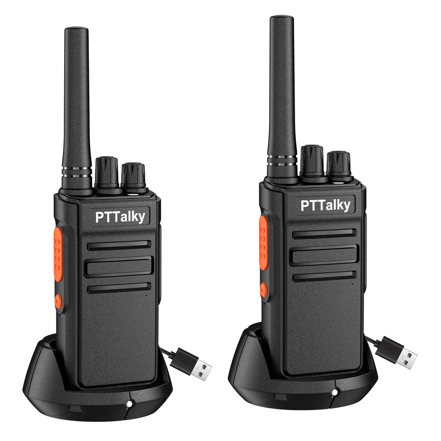 PTTalky FR1 Walkie Talkies, Rechargeable 2 Way Radio 16 CH Hands Free with USB-C Charger for Family School Church Restaurant(2 Pack)