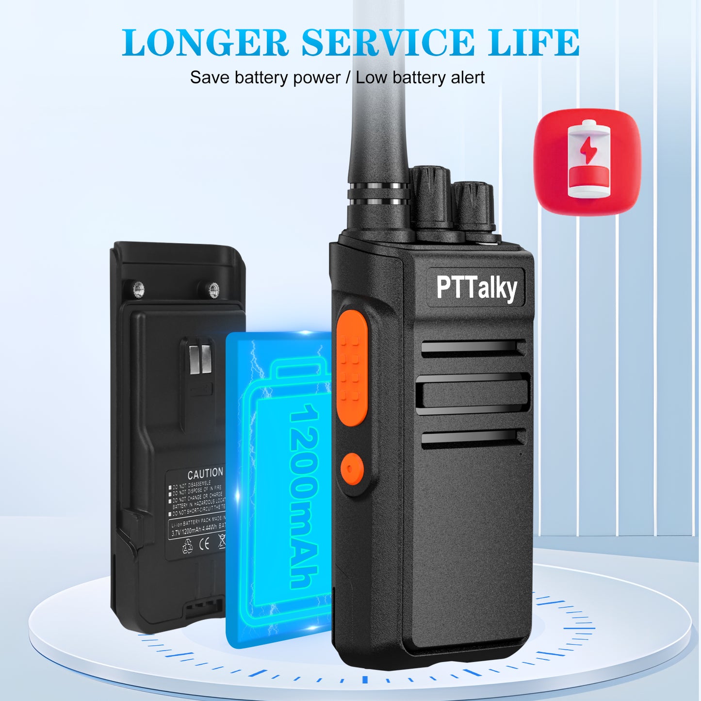 PTTalky FR1 Walkie Talkies, Rechargeable 2 Way Radio 16 CH Hands Free with USB-C Charger for Family School Church Restaurant(2 Pack)