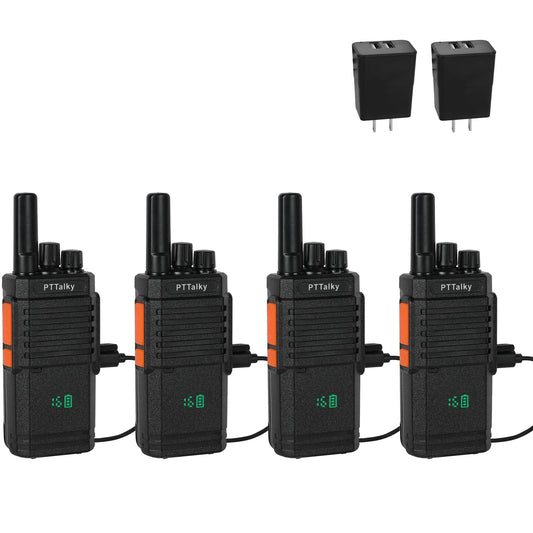 PTTalky FR2 PLUS Walkie Talkies Long Range,Rechargeable Handheld Walkie Talkies for Adults, USB-C Charging, VOX, for Trip Hiking Cruise Camping 4 Pack