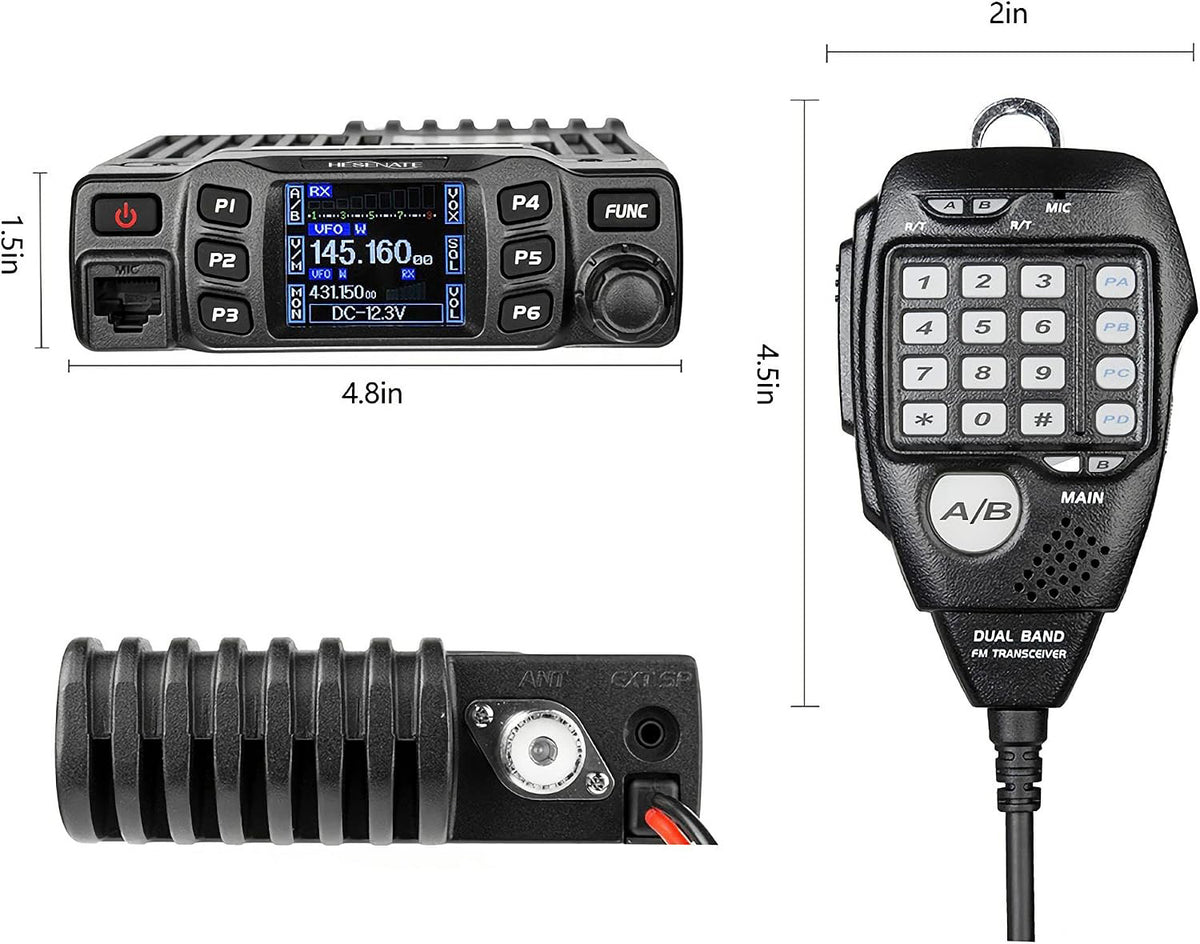 HESENATE Dual Band Mini Ham Vehicle Radios Mobile Transceiver
