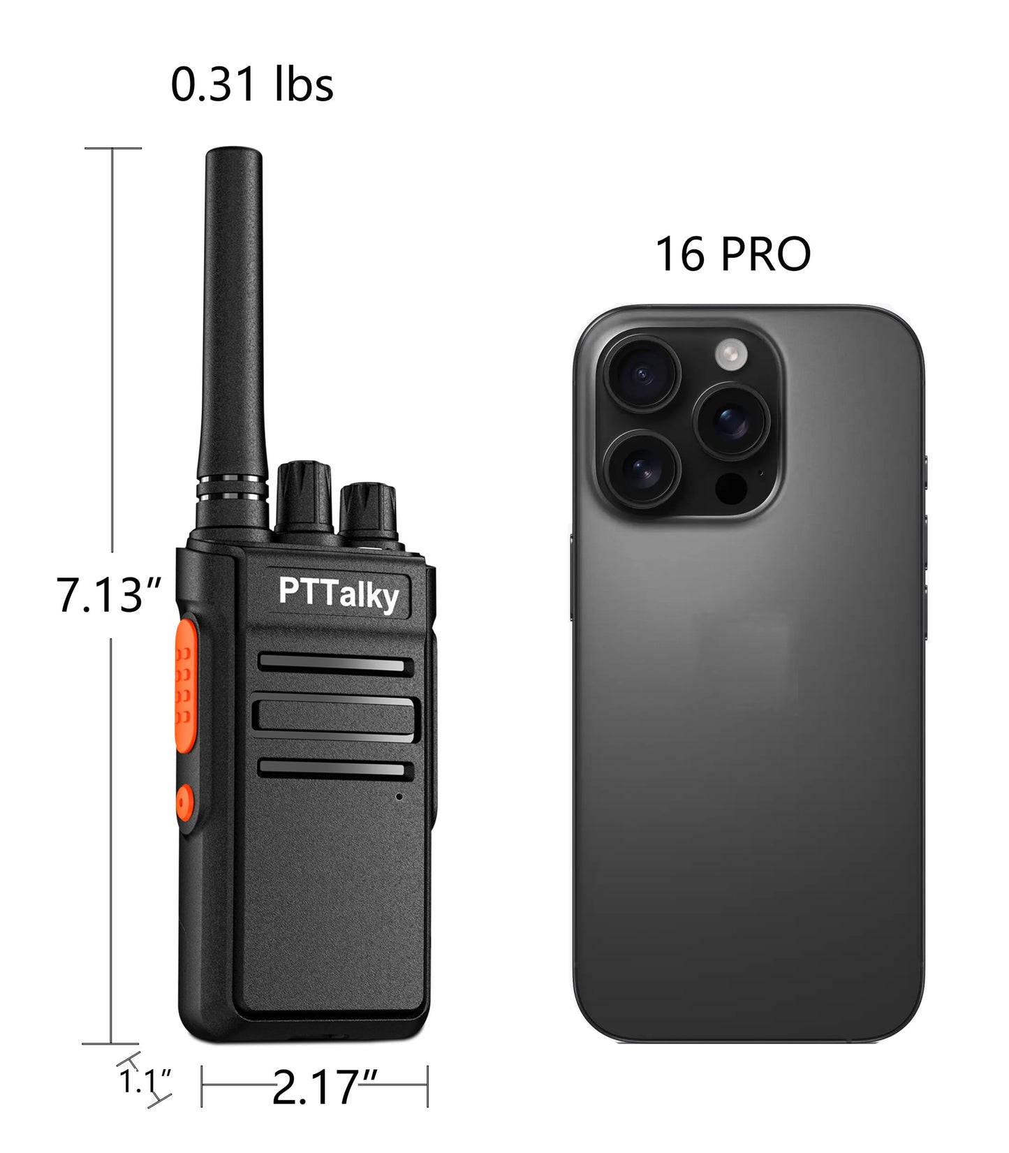 PTTalky FR1 Walkie Talkies Long Range Rechargeable Two Way Radios 6 Way Multi Gang Charger for Warehouse Restaurant Farm