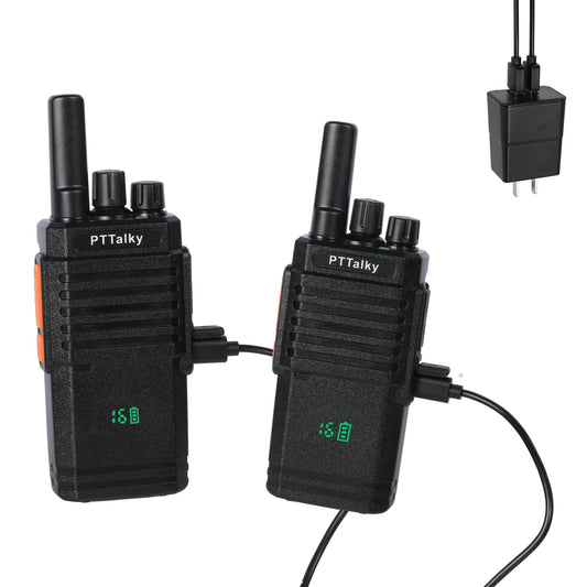 PTTalky FR2 PLUS Walkie Talkies Long Range,Rechargeable Handheld Walkie Talkies for Adults, USB-C Charging, VOX, for Road Trip Hiking Cruise Camping 2 Pack